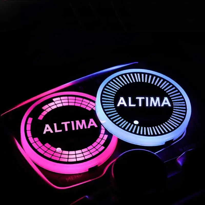 Фото Автомобильные умные подставки для воды, подставки для напитков для Nissan Altima, Логотип 7 дюймов, цветная подставка под чашку, Подставка под телефон с USB-зарядкой, аксессуары №2