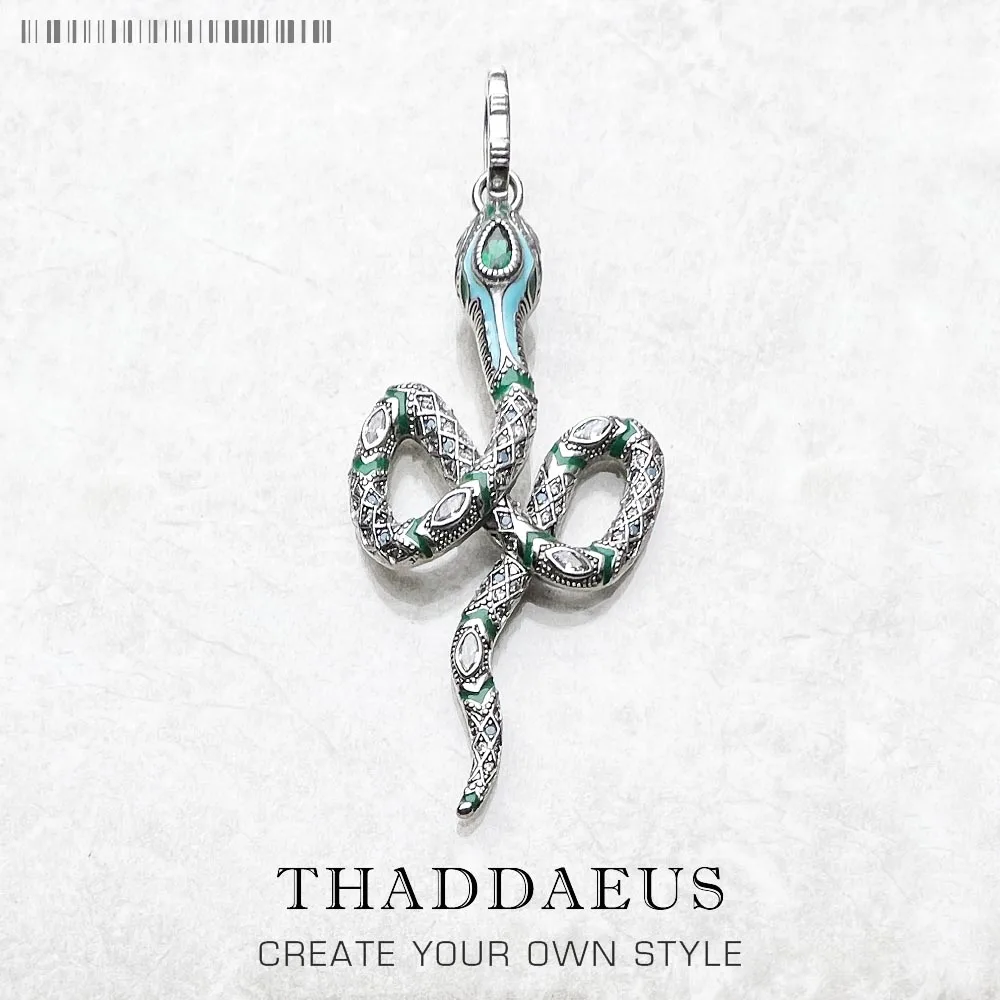 Женская Весенняя подвеска в виде зеленой змеи из серебра 925 пробы