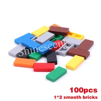 100pcs classic size building blocks smooth thin basic bricks 1x2 dots toys compatible with all major brands for children 6 ages