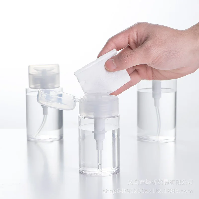 

1pc 150ml Portable Traveling Refillable Bottles Plastic Empty Nail Polish Remover Alcohol Liquid Press Pumping Dispenser Bottles