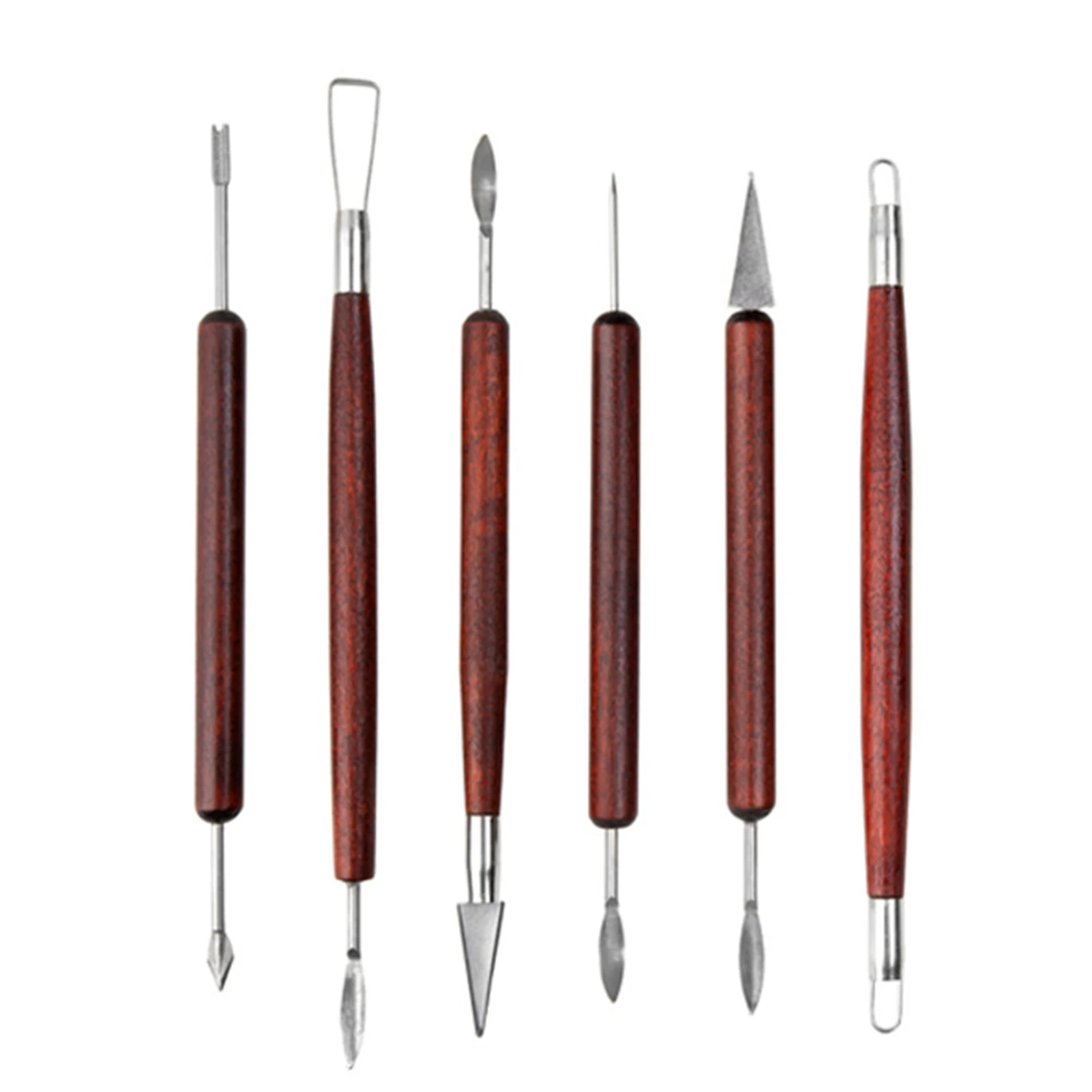 

HOT 6pcs Clay Tools Set Ceramic Carving Cutter Red Wooden DIY Stone Pottery Tools Ceramic Tools for Pottery DIY