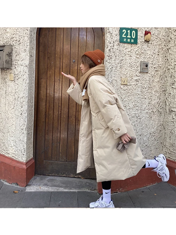 2022 New Arrival Fashion Loose Women Winter Lapel Jacket Cotton Padded Warm Thicken Ladies Coat Long Coats Parka Outwear