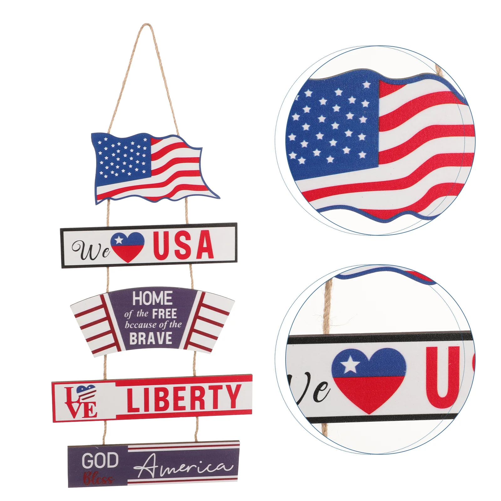 

Flag Pendant Independence Day Hanging Sign Patriotic Wooden Door Decoration Outdoor 4th July Doorplate Wall