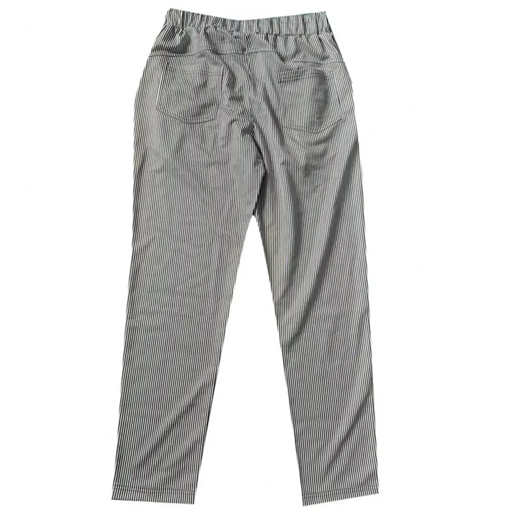 

Ankle-banded Men Trousers Striped Print Men's Pencil Pants Slim Fit Adjustable Waist Breathable Fabric for Business Dating