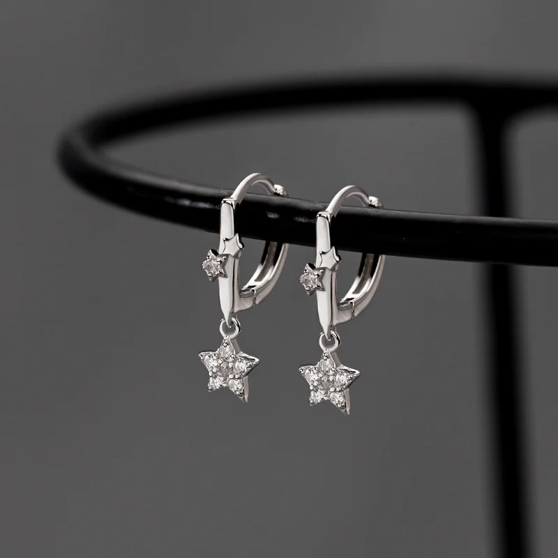 Модные серьги-гвоздики с кисточками и звездой из циркония для женщин девушек