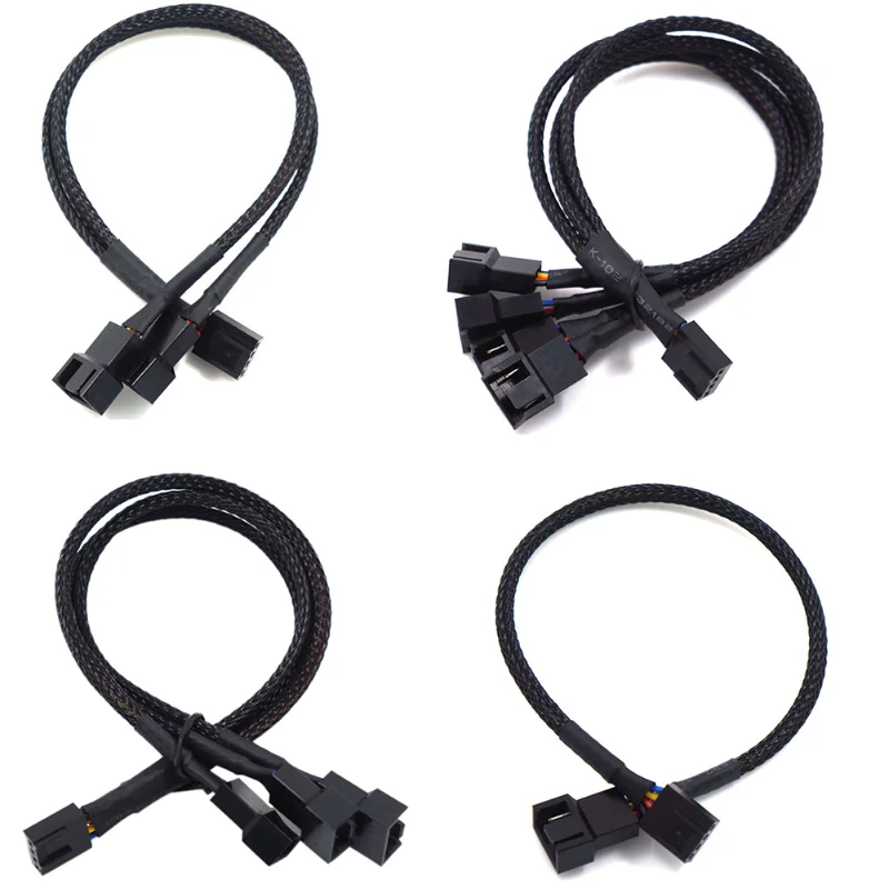 4-контактный Pwm-кабель для вентилятора от 1 до 2/3/4 вариантов черный удлинитель 27 см