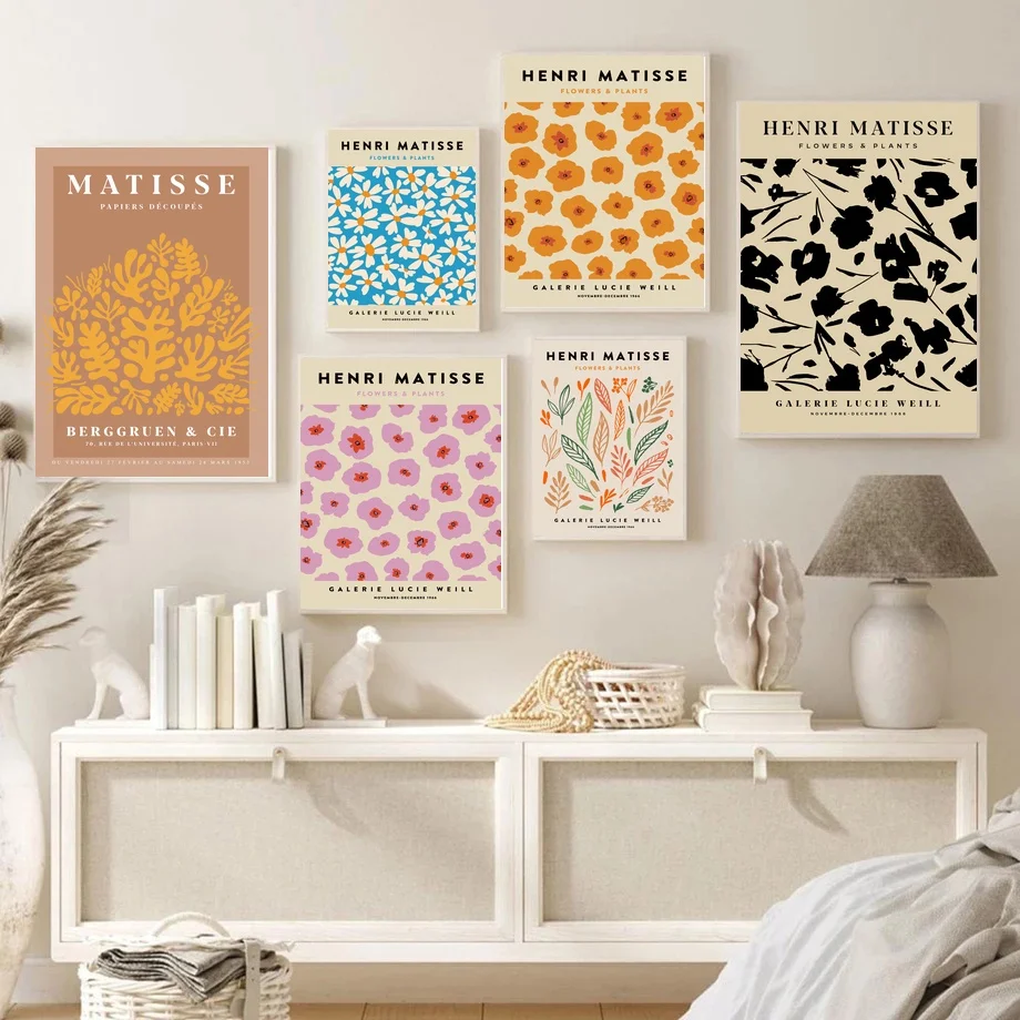 

Абстрактная Цветочная Марка, винтажная настенная Картина на холсте, скандинавские эстетические плакаты и принты на стену без рамки