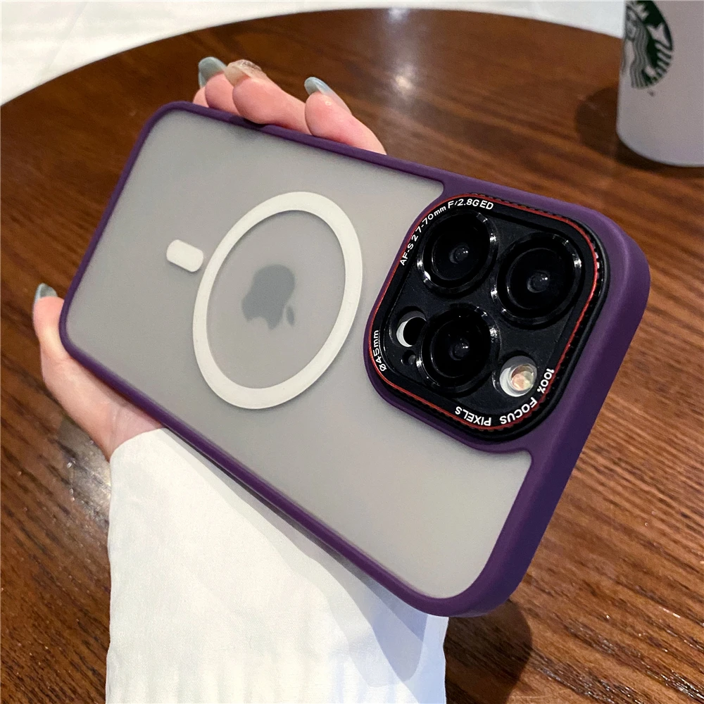 

Translucent Matte Case For Magsafe Magnetic Wireless Charging Cases For iPhone 14 13 12 Pro Max Plus 15Ultra PC Shockproof Cover