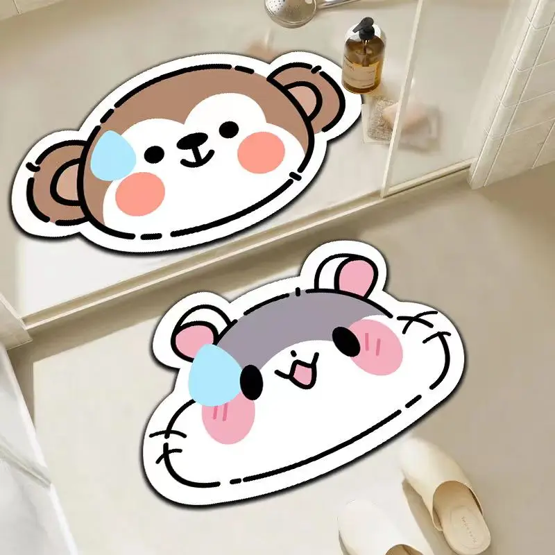 

Cute Cheaper Cartoon Animal Bath Mat Diatom Super Absorbent Bathroom Mat Non-Slip Mud Toilet Pad Quick-Drying Floormat