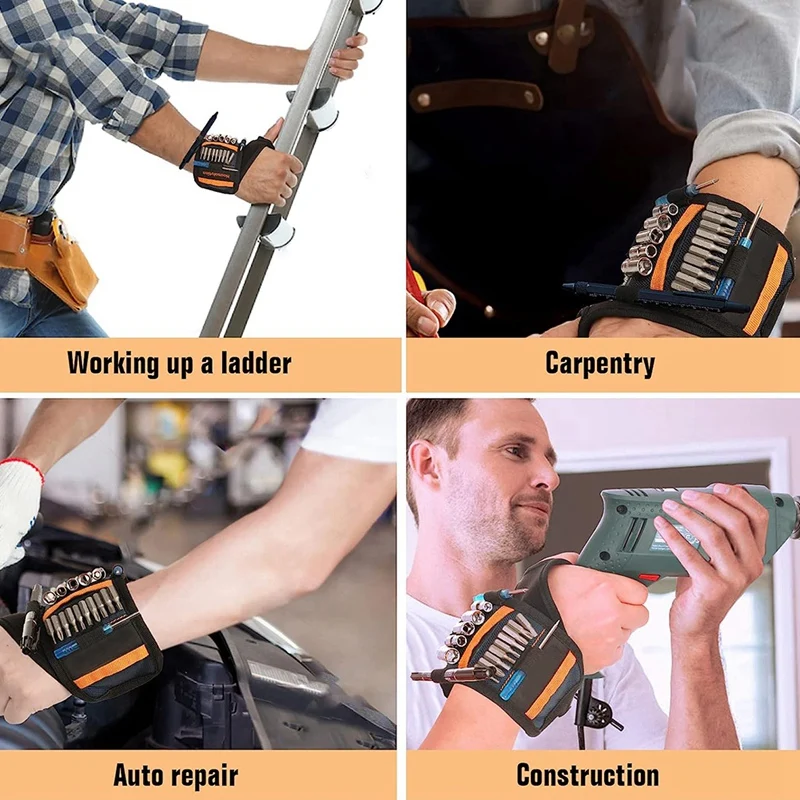 Черный браслет для удержания винтов 15 шт. сильный магнит Panger Men DIY Handyman плотник