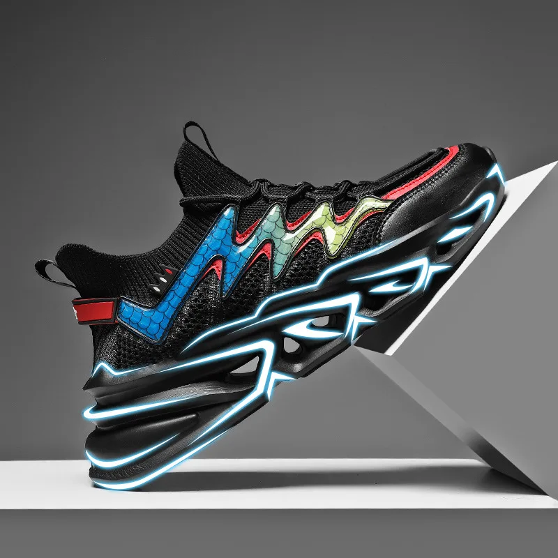 

Men's shoes, new summer fly woven breathable running shoes, trendy men's blade thick sole casual sports shoes