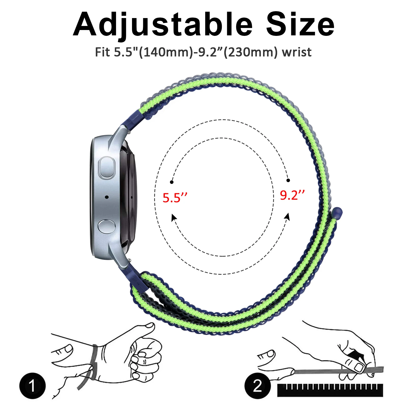 20mm 22mm Nylon Strap for Samsung Galaxy Watch 4 Classic/3/41mm/46mm/Active 2/Gear Sports Loop Watchband Huawei GT2/2e Bracelet