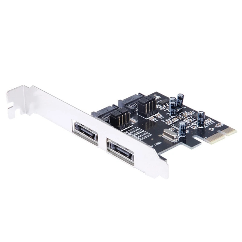 

Плата расширения PCI-E-SATA, адаптер с 2 портами SATA + E SATA, преобразователь адаптера ASM1061 PCI-E в SATA3.0