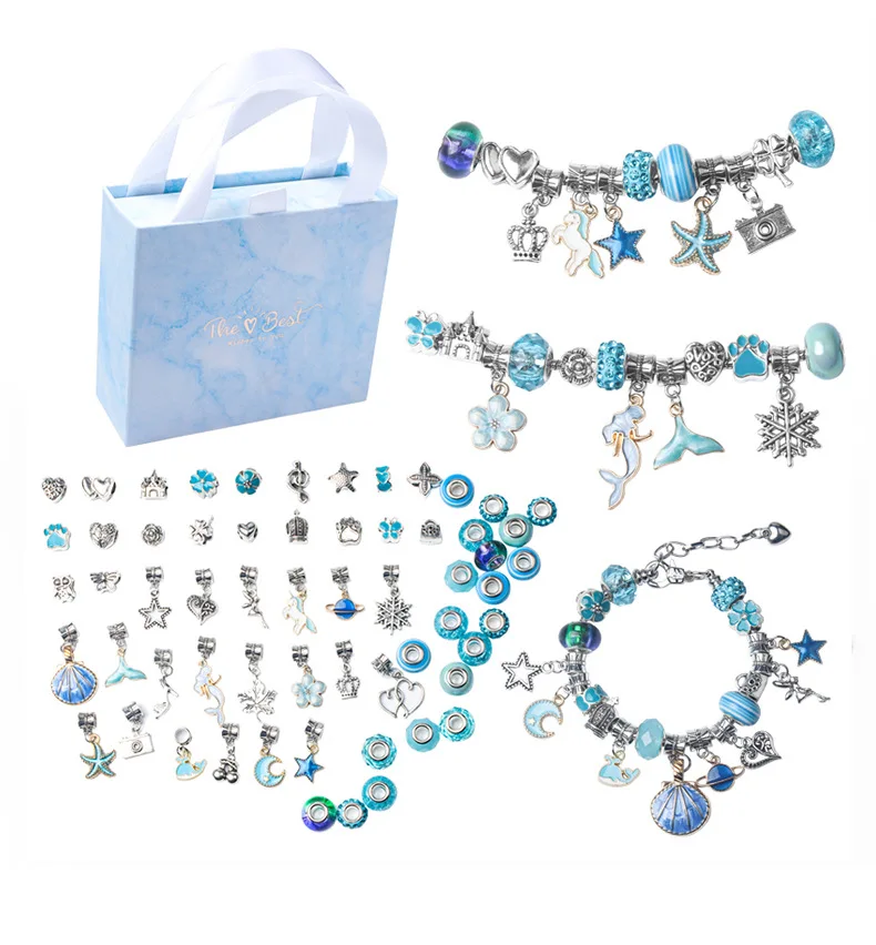 

Lovely Children Crystal Beads DIY Brand Bracelet Christmas Gift Box Set Unicorn 925 Silver Color Animal Heart Shape Charms Beads