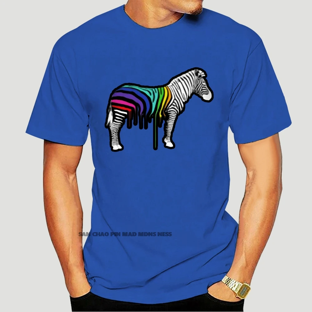 

Rainbow Painted Zebra Mens Print T-shirt Top Graffiti Gay Lgbt Cool Casual T Shirt Men Unisex New 6338X