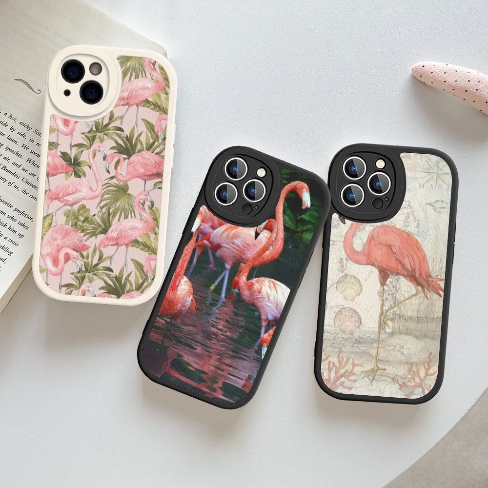 

Чехол для телефона из твердой кожи с изображением фламинго птицы для iPhone 14 13 12 Mini 11 14 Pro Max Xs X Xr 7 8 Plus