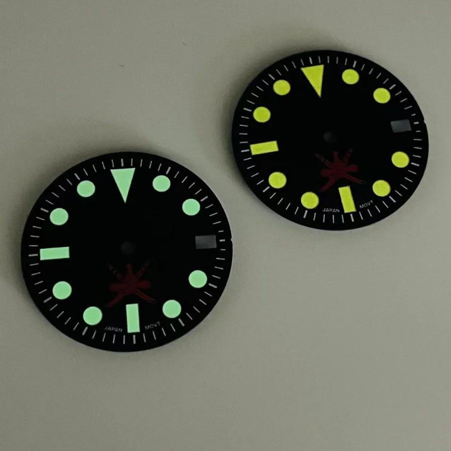 New Vintage NH35 Dial Modified Mechanical Watch NH36 Green Luminous Diving Watch Font Diameter 28.5mm