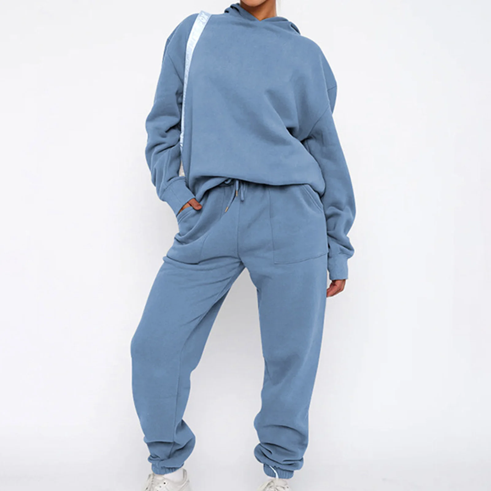 

Женские спортивные костюмы, повседневные однотонные теплые костюмы, толстовки с капюшоном, спортивные штаны, пуловер, свитшоты, штаны, комплект из 2 предметов для отдыха, Осень-зима 2023