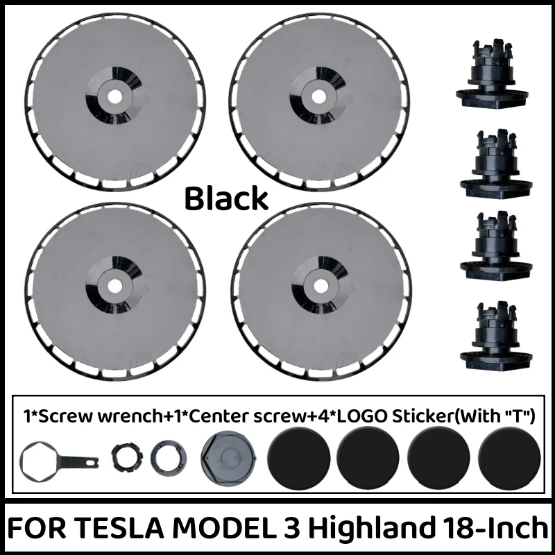 

4 шт., 18-дюймовая крышка ступицы, высокоэффективная сменная крышка ступицы колеса для Tesla Model 3 Highland 2024, полная крышка обода колеса, аксессуары