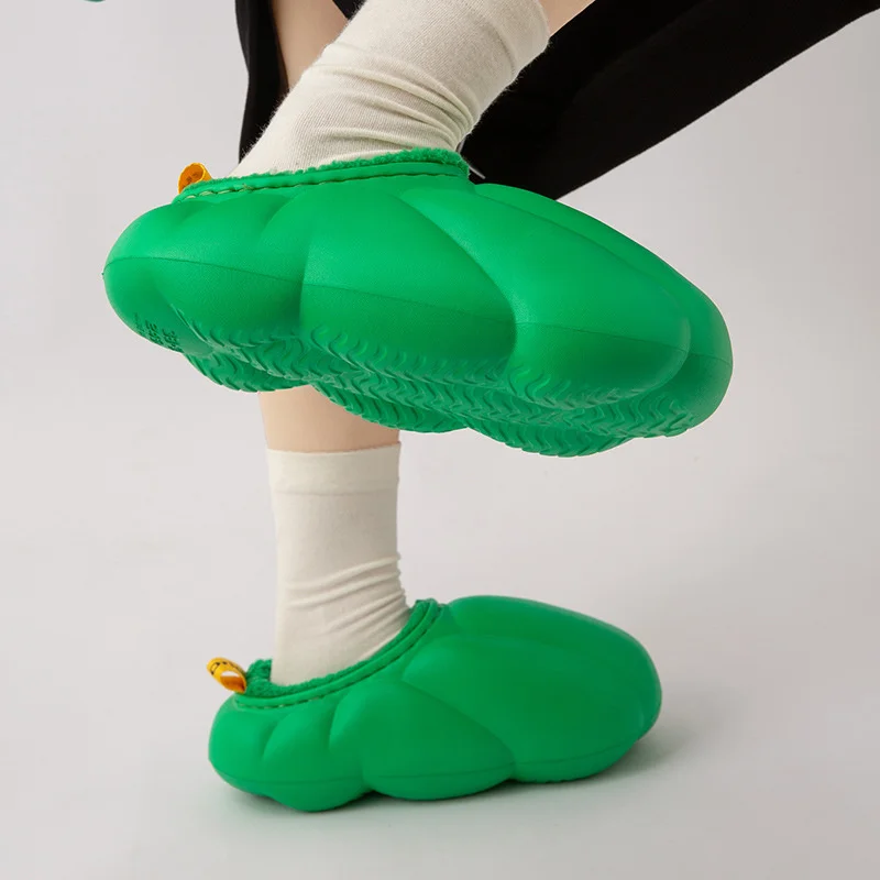 

Soft Cotton Home Slippers Women's 2022 Winter Couple Outwear Slippers Thick Soled Couple Pumpkin Plush Slipper Man