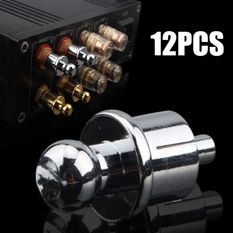 12pcs/Set Rhodium Plated Copper RCA Plug Caps Noise Stopper Professional RCA Cap Dust Protector Replacement Parts