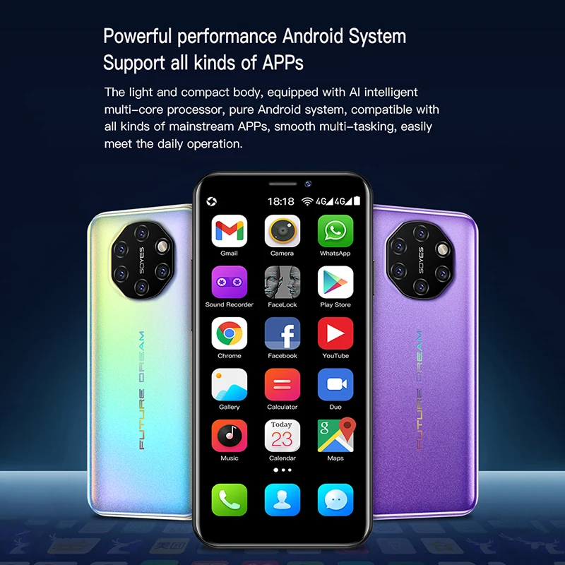 SOYES Mini Cell Phone 3.5 Inch Android 3GB RAM 32GB 64GB ROM MTK6737 Quad Core Face Recognition Fingerprint Unlocked Smartphone