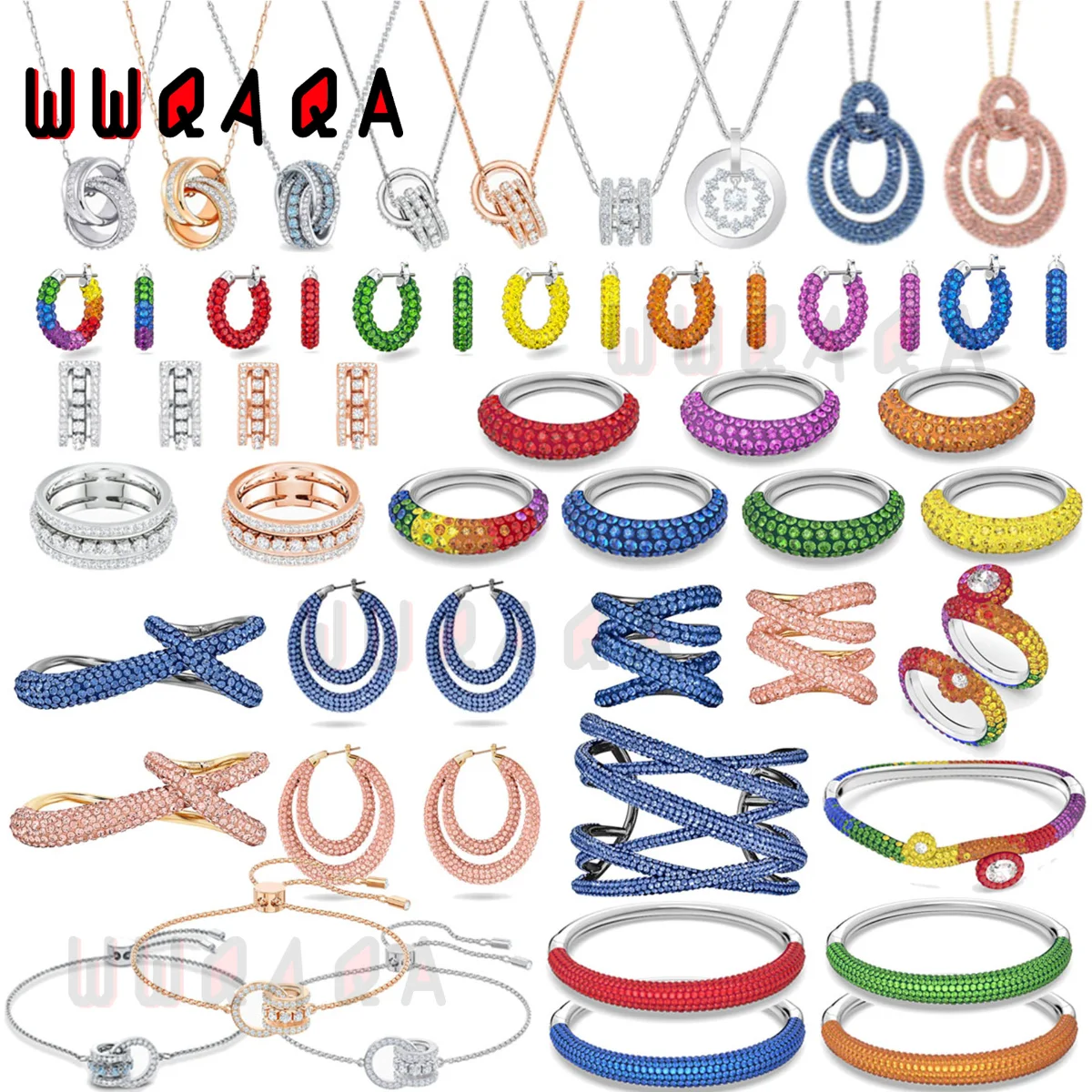 

2022 SWA Fine Jewelry Set Charm Lock Ring Shape Austrian Crystal High Quality Necklaces Bracelets Rings Earrings Gifts for Women