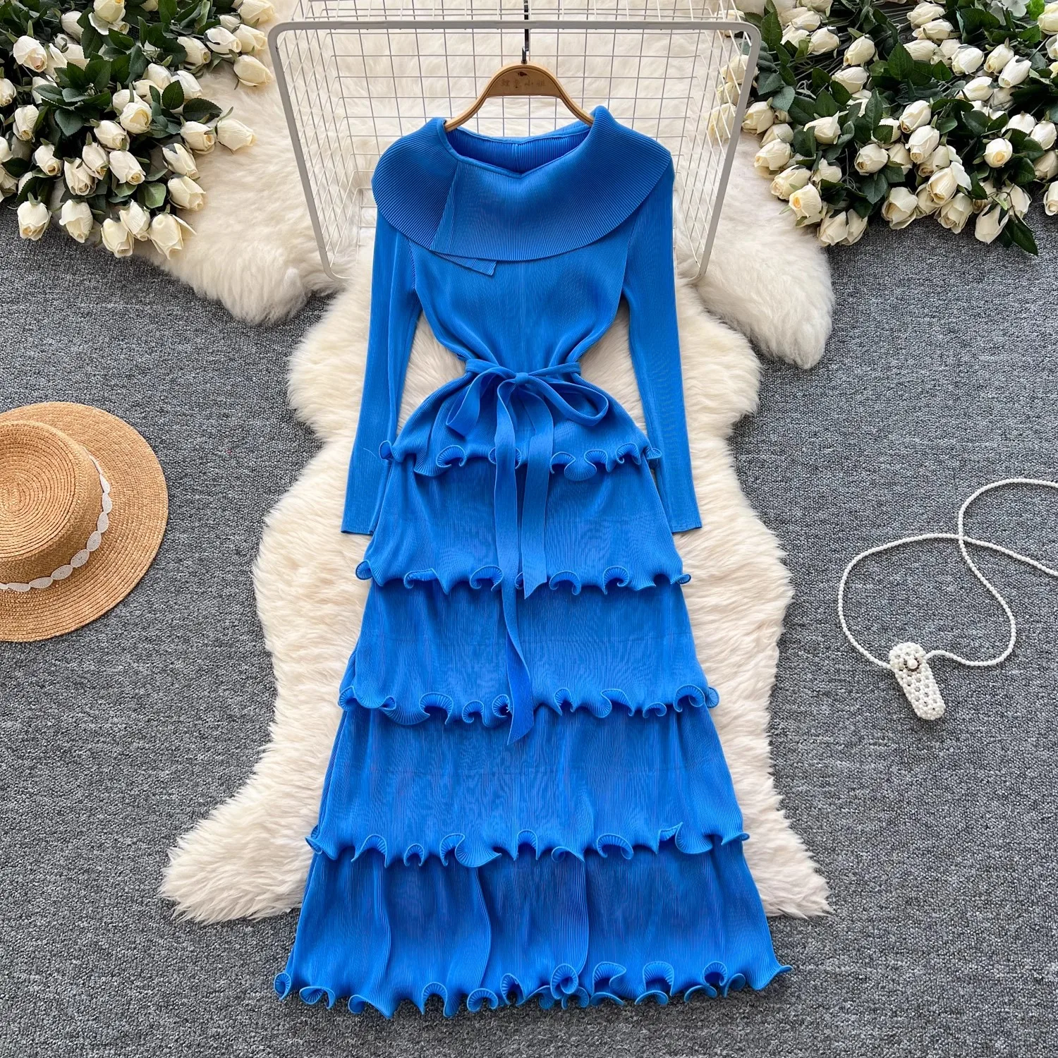 Miyake плиссированное платье миди для торта новинка 2025 весеннее женское с