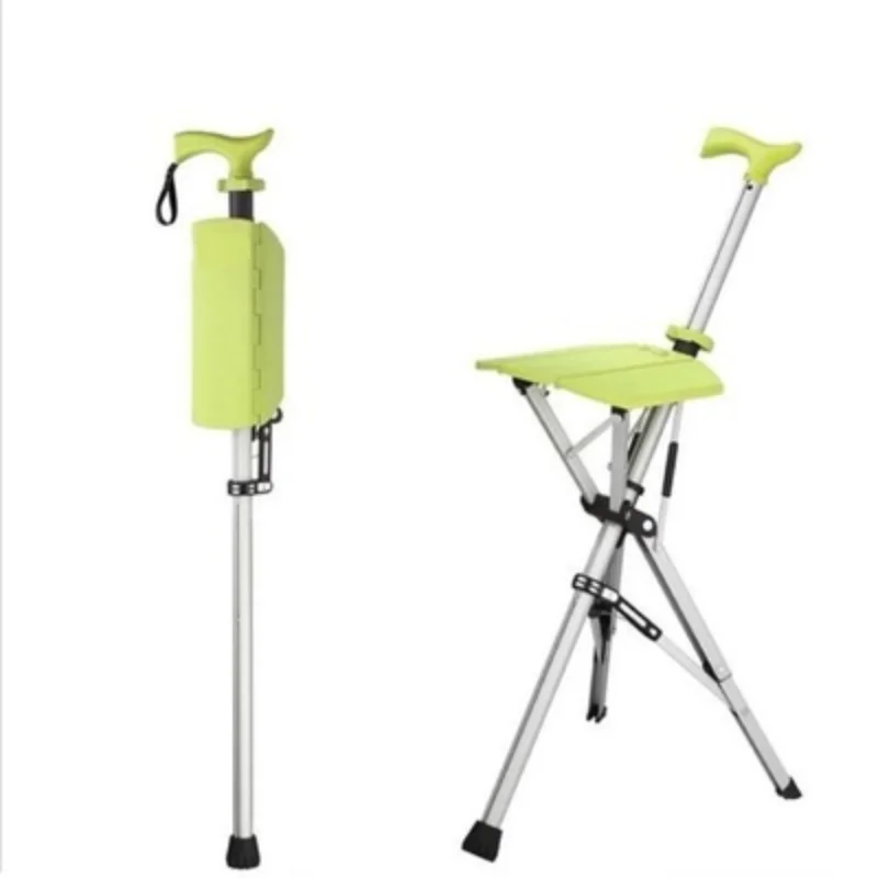 

Folding Crutch Chair Elderly Hand Stool Light and Portable Delta Chair Can Sit Non-Slip Walking Stick