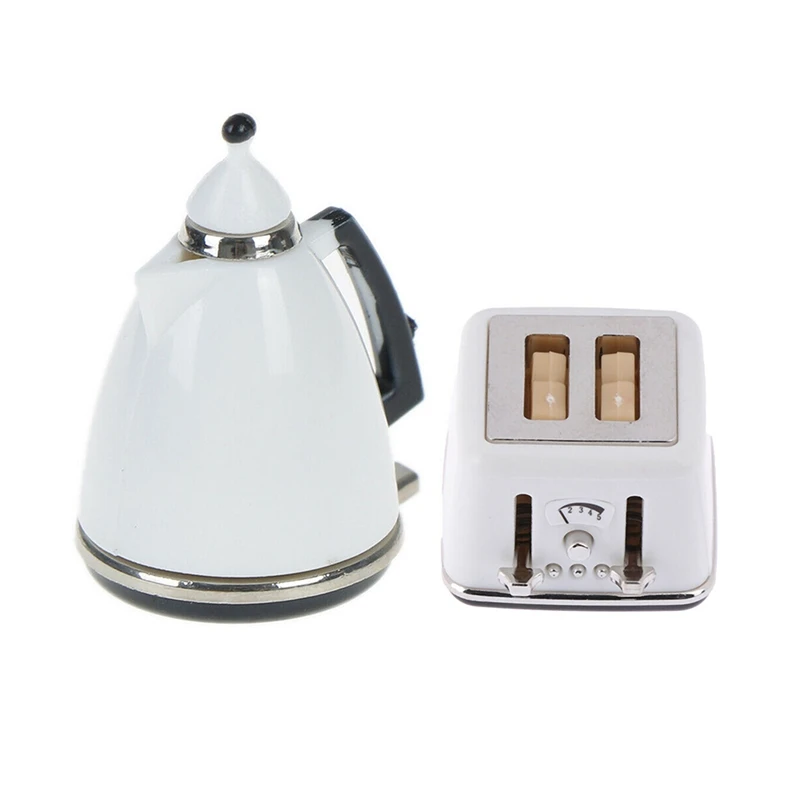 

RISE-2 Pcs Mini Dollhouse Pot Miniature Kitchen Kettle Toy Pot Dolls Decorations Accessories , Kettle & Toaster