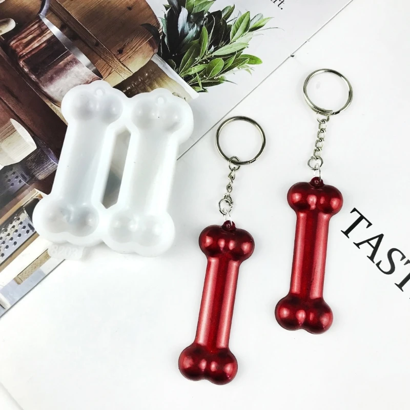 

Shiny Glossy Dog Bone-shape Ornaments Silicone Epoxy Resin Mold DIY Keychain Pendant Jewelry for Valentines Gift Craft Y08E