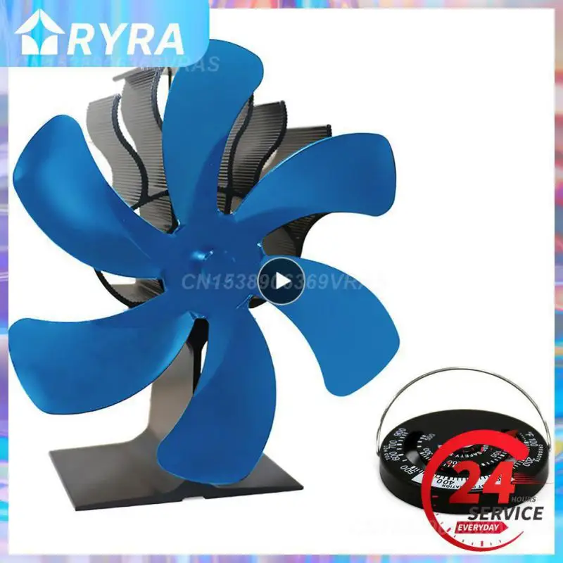

6-Blade Stove Fan Heat Powered Thermal Power Silent Fan Fireplace Blower 6-for Home Wood Log Burner House Heating Fireplace Circ