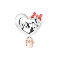 mouse mum heart charm beads for jewelry making fits original sterling silver woman bracelets 2022 spring bloom charm