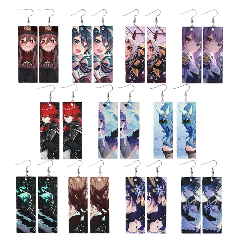 

Game Genshin Impact Acrylic Earrings Anime Figure Zhongli Hu Tao Ke Qing PVC Pendant Eardrop Jewelry Kawaii Cosplay Props Access