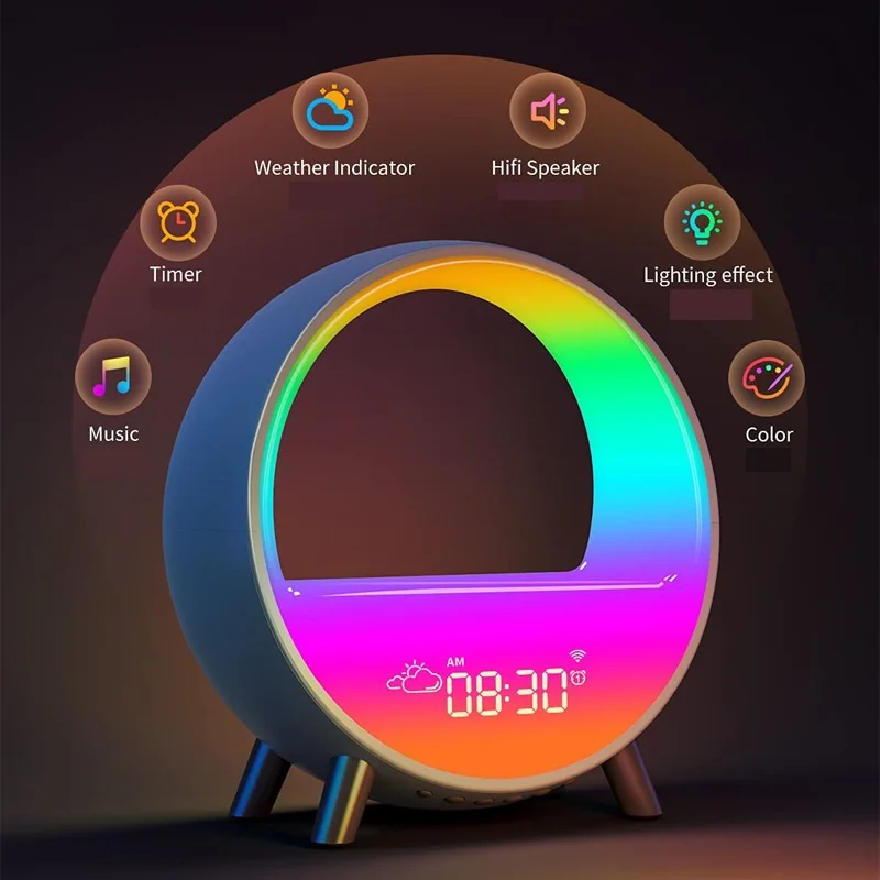 Smart Wireless Charging Smart Clock With Bluetooth Speaker Voice Controlled Alarm Clock