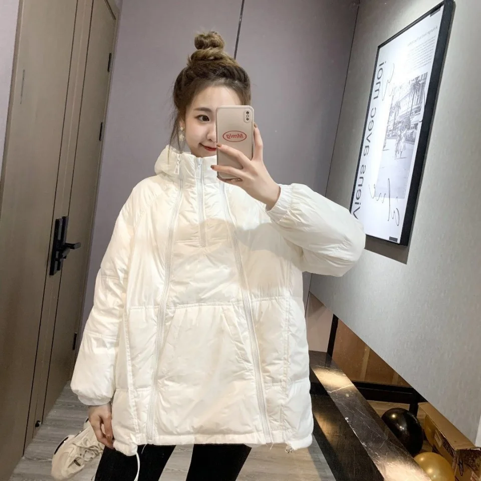 Winter Double Zipper Down Cotton Padded Jacket Parka Warm Coats New Oversize Brands Tops Free Shipping Hoodies Cotton Jacket