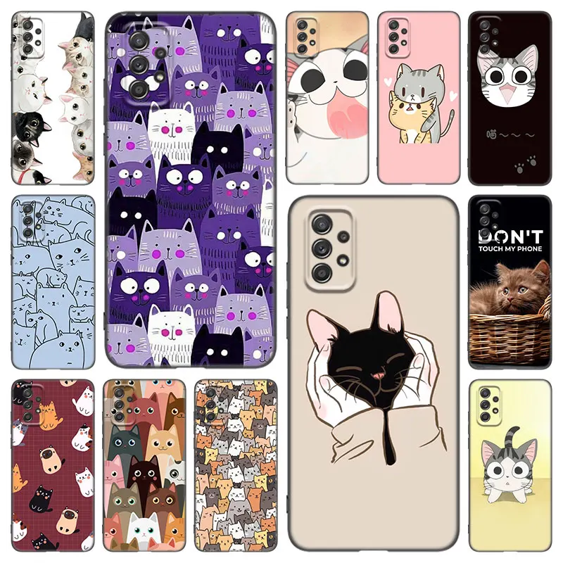 Cartoon Cute Cat Phone Case For Samsung Galaxy A21 A30 A50 A52 S A13 A22 A23 A32 A33 A53 A73 5G A12 A31 A51 A70 A71 A72 Cover