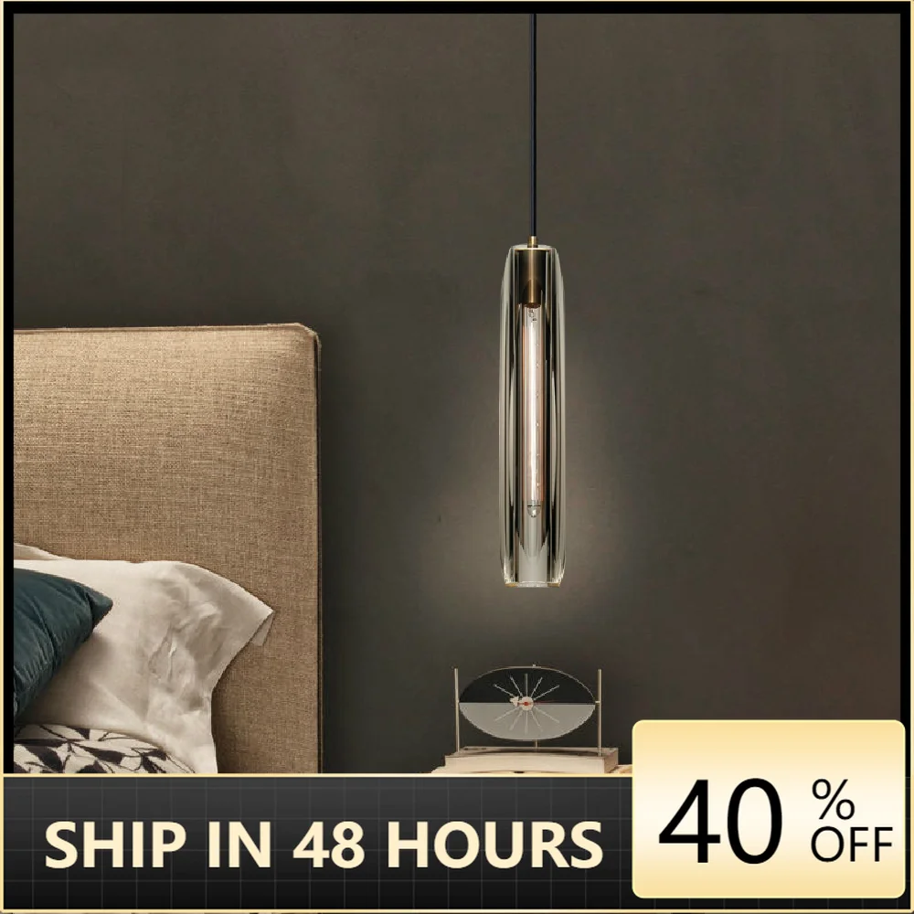 

Светодиодная Подвесная лампа E14 в стиле постмодерн, простой прикроватный светильник для спальни, хрустальные роскошные светильники для рес...