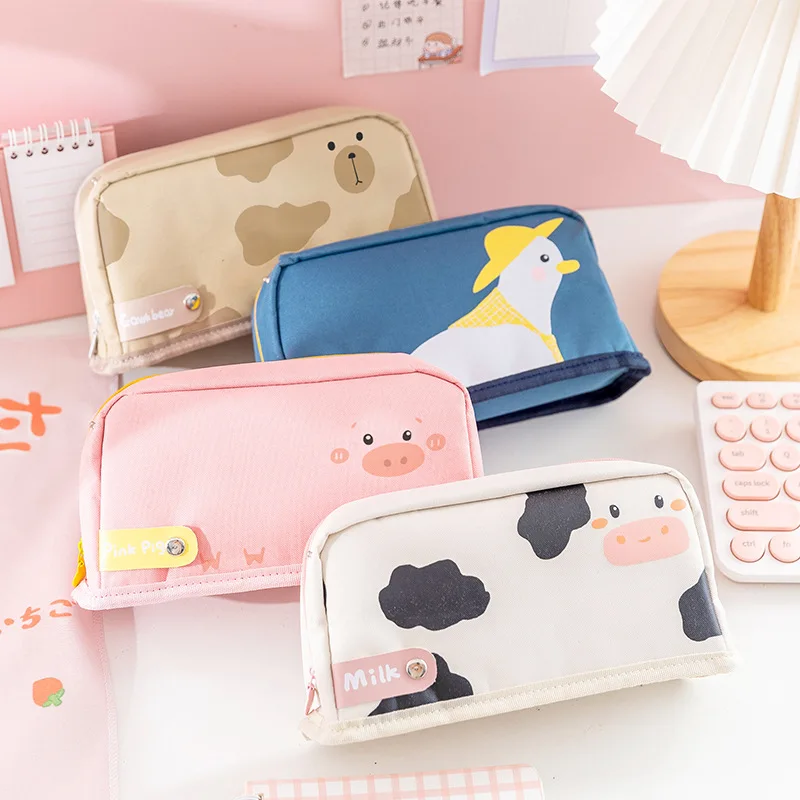 

Cute Cartoon Pencil Bag Large Capacity School Case Student Stationery Holder Storage Box Zipper Pencil Pouch School Supplies