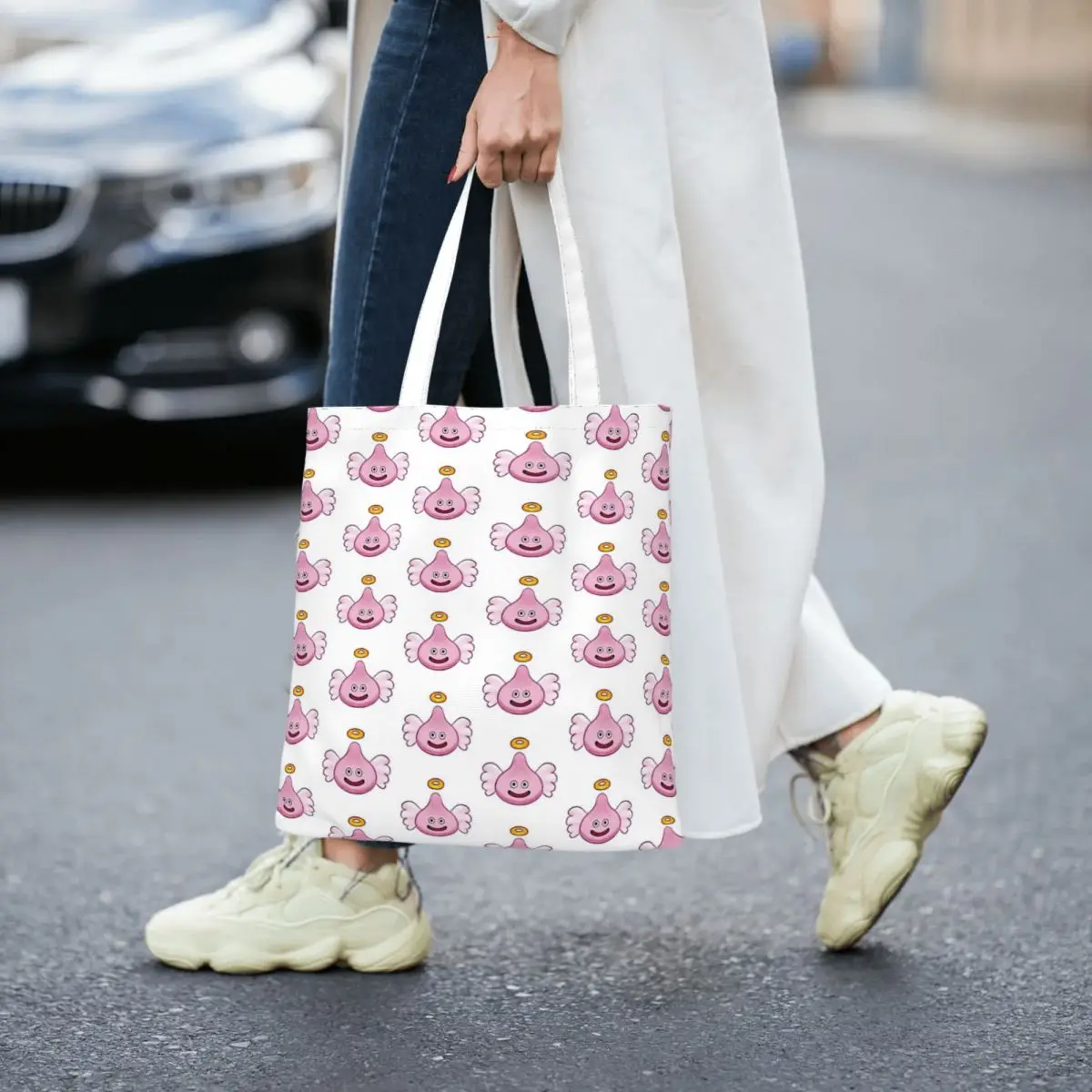 Dragon Quest Angel Slime Totes Canvas Handbag Women Canvas Shopping Bag