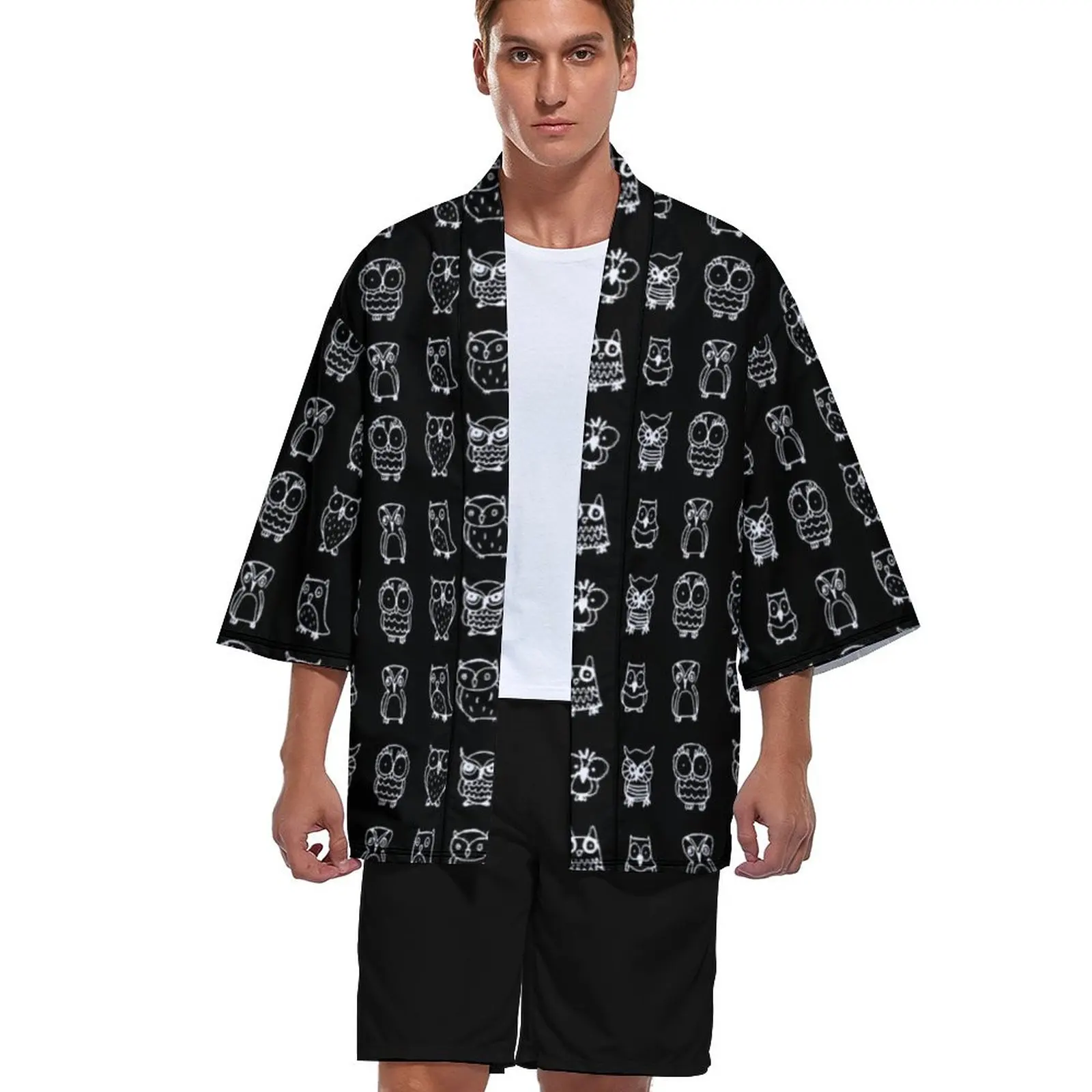 

Кардиган-кимоно с принтом совы для мужчин и женщин