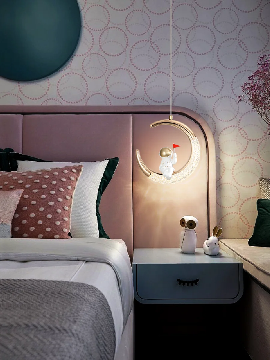 

Современная Минималистичная Люстра для детской комнаты, прикроватная лампа с мультяшным изображением мальчика, девочки, спальни, Луны, аст...