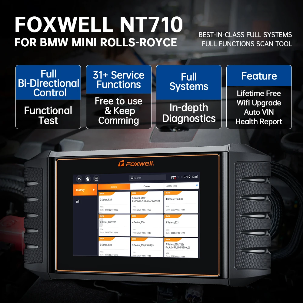 Foxwell NT710 OBD2 сканер 2-направленный диагностический инструмент для всех систем Wi-Fi