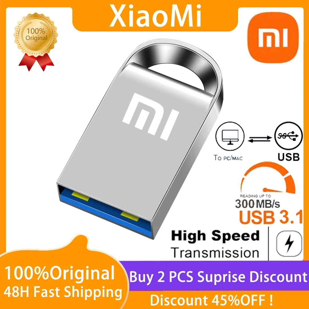 

New Original 2023 Xiaomi High-Speed Metal U Disk Portable SSD USB 3.0 Flash Pen Drive 1TB 2TB For Laptop PC 512GB Large Capacity