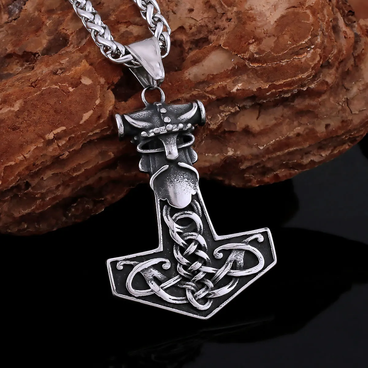 

316L Stainless Steel Egyptian Pharaoh Thor's Hammer Viking Necklace Nordic Men's Retro Amulet Jewelry Pendant Punk Accessories
