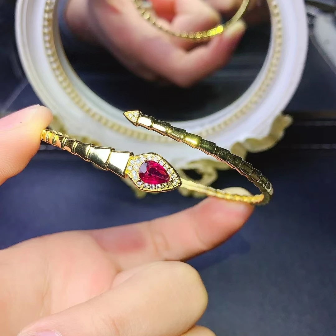 KJJEAXCMY Ювелирные изделия из натурального рубина женский браслет чистого серебра