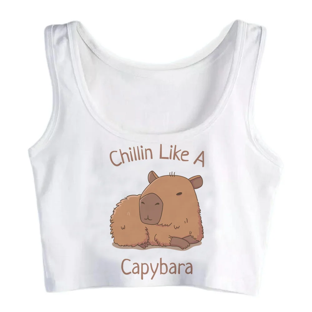 

Capybara tank top streetwear gothic goth crop top Female yk2 kawai 2000s trashy cropped crop top