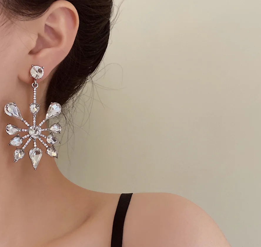 

S925 silver needle zircon alloy Rhinestone exaggerated wedding party Earrings for women Fashion Jewelry