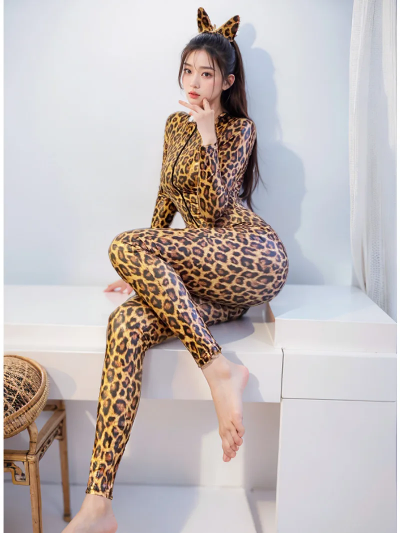 Женская блестящая кожа из искусственной кожи на молнии с промежностью для