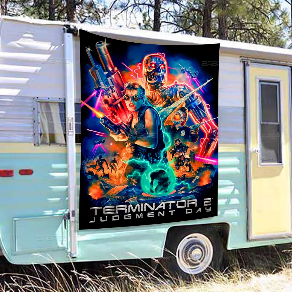 The Terminator Science Fiction Movie Schwarzenegger Anime Chart Flag For Living Room Home Dorm Decor Art Banner